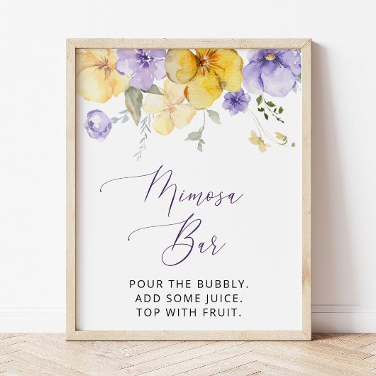 Purple Flowers, Yellow Flowers, Boho, Mimosa Bar Poster