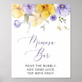 Purple Flowers, Yellow Flowers, Boho, Mimosa Bar Poster (Voorkant)