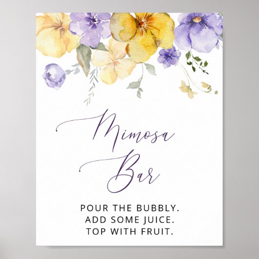 Purple Flowers, Yellow Flowers, Boho, Mimosa Bar Poster (Voorkant)