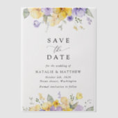 Purple Flowers, Yellow Flowers, Boho Save The Date Vellum Uitnodigingen (Voorkant)