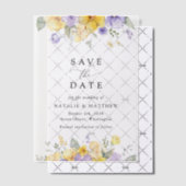 Purple Flowers, Yellow Flowers, Boho Save The Date Vellum Uitnodigingen (Offset (Uitnodiging))