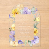 Purple Flowers, Yellow Flowers, Boho, Sweet 16 Acryl Uitnodigingen (Voorkant)