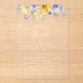 Purple Flowers, Yellow Flowers, Bridal Shower Acryl Uitnodigingen (Voorkant)