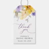 Purple Flowers, Yellow Flowers, Bridal Shower Cadeaulabel (Voorkant)