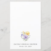Purple Flowers, Yellow Flowers, Bridal Shower Menu (Achterkant)