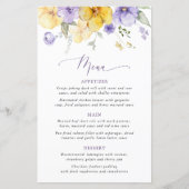 Purple Flowers, Yellow Flowers, Bridal Shower Menu (Voorkant)