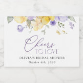 Purple Flowers, Yellow Flowers, Bridal Shower Sparkling Wijnetiket (Enkel label)