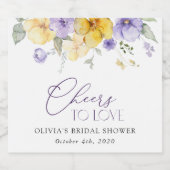 Purple Flowers, Yellow Flowers, Bridal Shower Sparkling Wijnetiket (Enkel label)