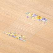 Purple Flowers, Yellow Flowers, First Birthday Acryl Uitnodigingen (Laagn)