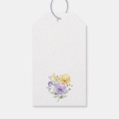 Purple Flowers, Yellow Flowers, First Birthday Cadeaulabel (Achterkant)