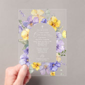 Purple Flowers, Yellow Flowers, First Communion Acryl Uitnodigingen (Insitu (Draagbaar))