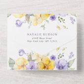 Purple Flowers, Yellow Flowers, First Communion All In One Uitnodiging (Achterkant)