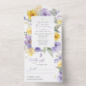 Purple Flowers, Yellow Flowers, First Communion All In One Uitnodiging (Binnen)
