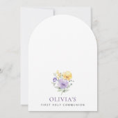 Purple Flowers, Yellow Flowers, First Communion Kaart (Achterkant)