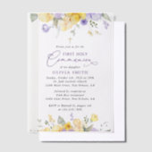 Purple Flowers, Yellow Flowers, First Communion Vellum Uitnodigingen (Offset)