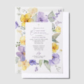 Purple Flowers, Yellow Flowers, First Communion Vellum Uitnodigingen (Offset)