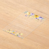 Purple Flowers, Yellow Flowers, Greenery, Wedding Acryl Uitnodigingen (Laagn)