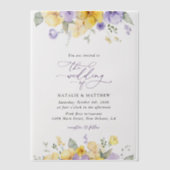 Purple Flowers, Yellow Flowers, Greenery, Wedding Vellum Uitnodigingen (Voorkant)