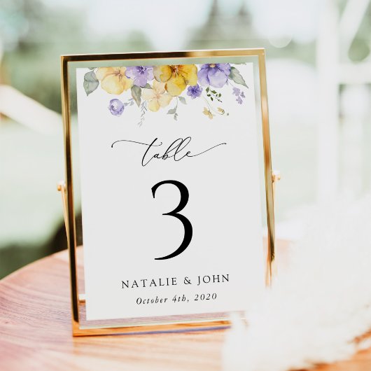 Purple Flowers, Yellow Flowers, Table Numbers Kaart
