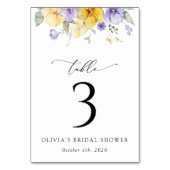Purple Flowers, Yellow Flowers, Table Numbers Kaart (Voorkant)