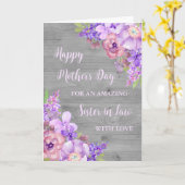 Purple Flowers Zuster in Law Happy Moederdag Kaart (Gele Bloem)