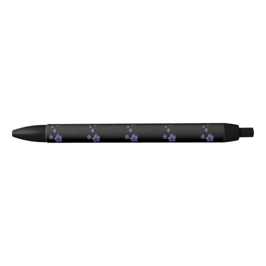 Purple Flowers Zwarte Inkt Pen (Voorkant)