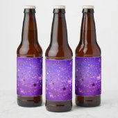 Purple foil background with Stars Bier Etiket (Flessen)