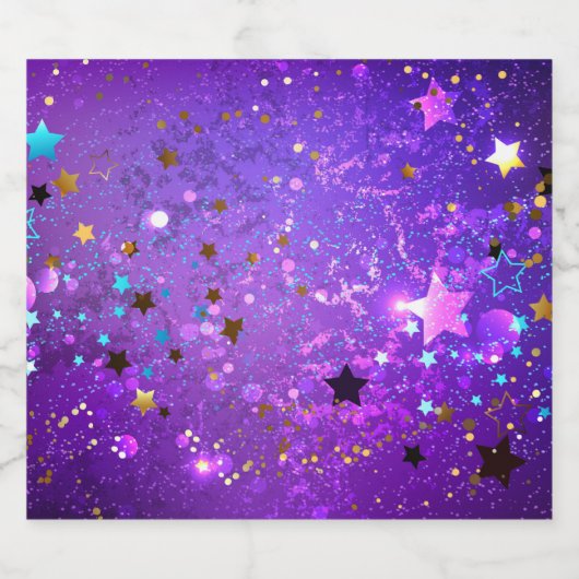 Purple foil background with Stars Bier Etiket (Enkel label)