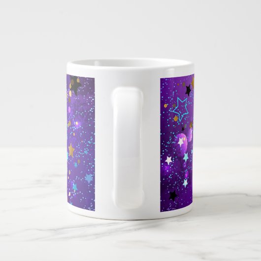 Purple foil background with Stars Grote Koffiekop (Achterkant)