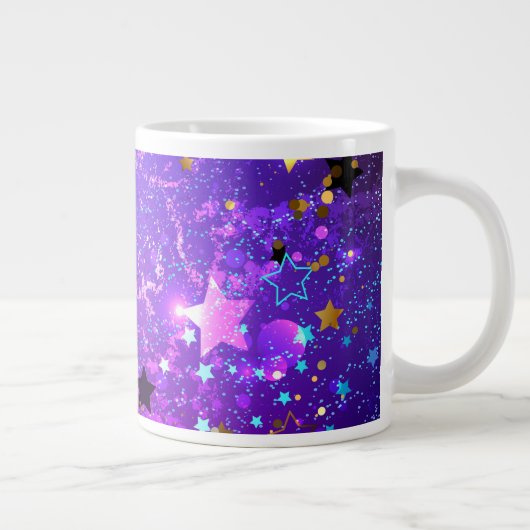 Purple foil background with Stars Grote Koffiekop (Rechts)