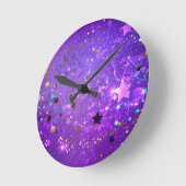Purple foil background with Stars Ronde Klok (Hoek)