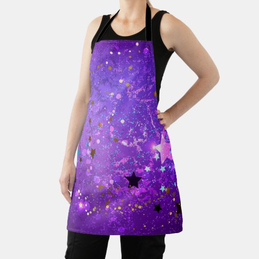 Purple foil background with Stars Schort (Insitu)