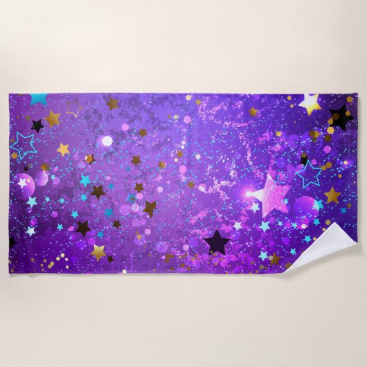 Purple foil background with Stars Strandlaken (Voorkant)