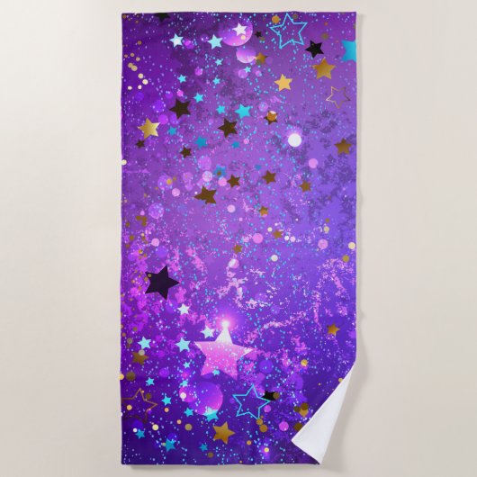 Purple foil background with Stars Strandlaken (Voorkant)