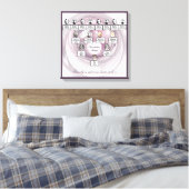 Purple Fractal Heart Oval Photos Family Tree Canvas Afdruk (Insitu (Slaapkamer))