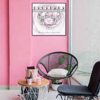 Purple Fractal Heart Oval Photos Family Tree Canvas Afdruk