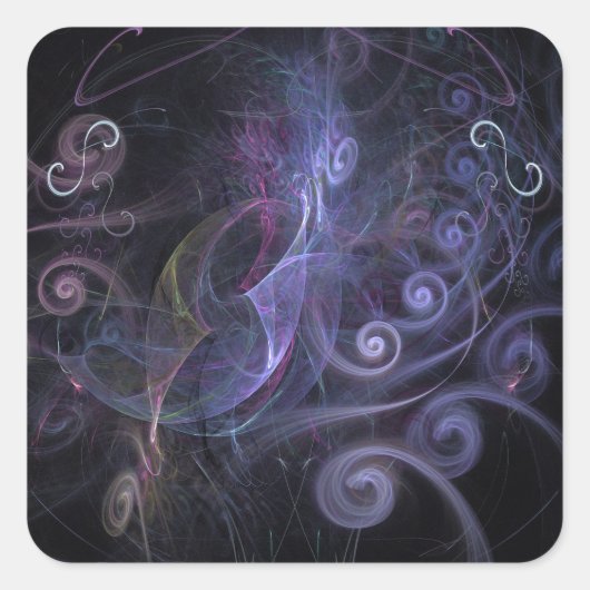 Purple fractals swirls vierkante sticker (Voorkant)