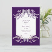 Purple Frame Floral Elegant Wedding Invitation Kaart (Staand voorkant)