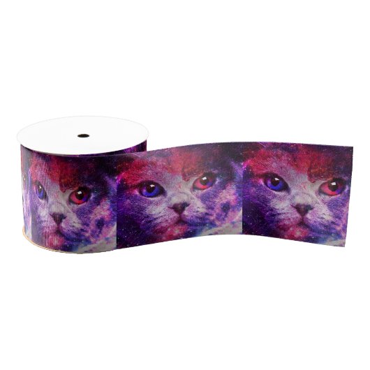 Purple Galaxy Cat  Grosgrain Lint (Spoel)