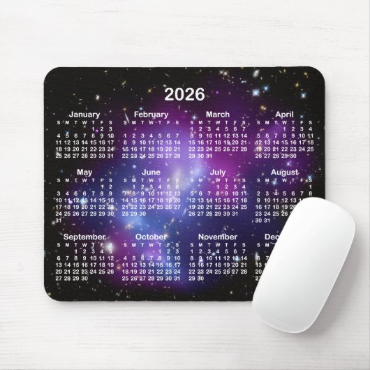 Purple Galaxy Cluster Celestial 2026 Calendar Muismat (Met muis)