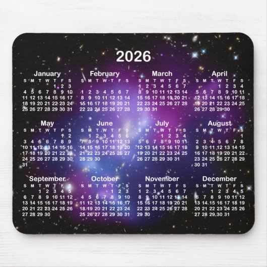 Purple Galaxy Cluster Celestial 2026 Calendar Muismat (Voorkant)