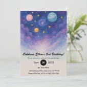 Purple Galaxy Watercolor Sky Birthday Kaart (Staand voorkant)