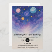 Purple Galaxy Watercolor Sky Birthday Kaart (Voorkant / Achterkant)
