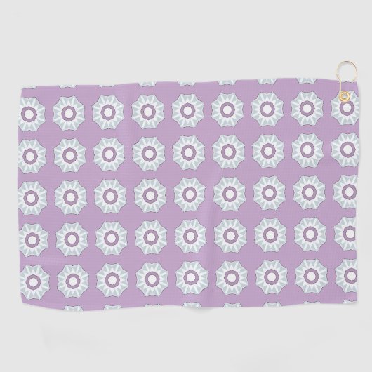 Purple geometric floral patterned  golfhanddoek (Horizontaal)
