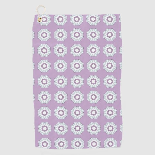 Purple geometric floral patterned  golfhanddoek (Voorkant)