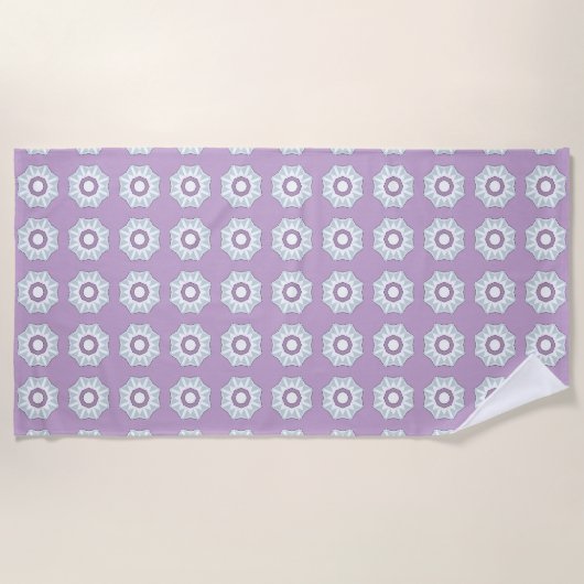 Purple geometric floral patterned  strandlaken (Voorkant)