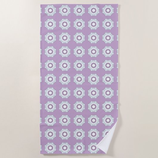 Purple geometric floral patterned  strandlaken (Voorkant)