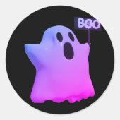 Purple ghost 3d ronde sticker (Voorkant)