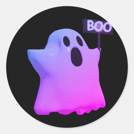 Purple ghost 3d ronde sticker (Voorkant)