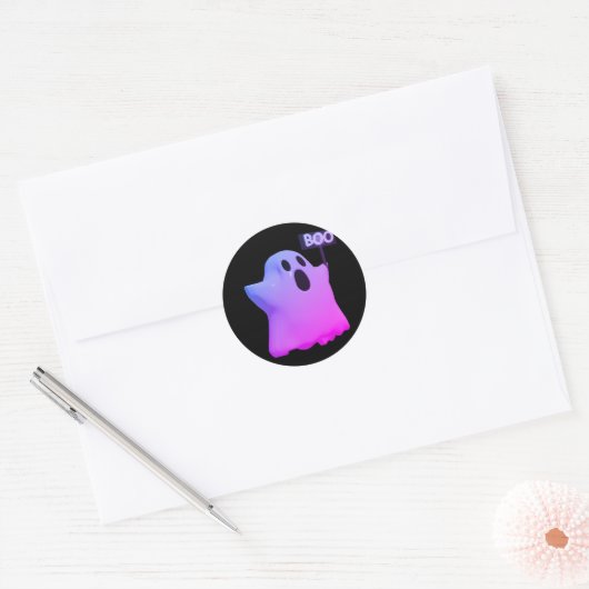 Purple ghost 3d ronde sticker (Envelop)